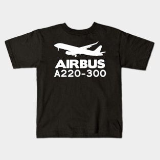 Airbus A220-300 Silhouette Print (White) Kids T-Shirt